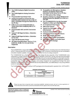 TLV320AIC22PT datasheet  